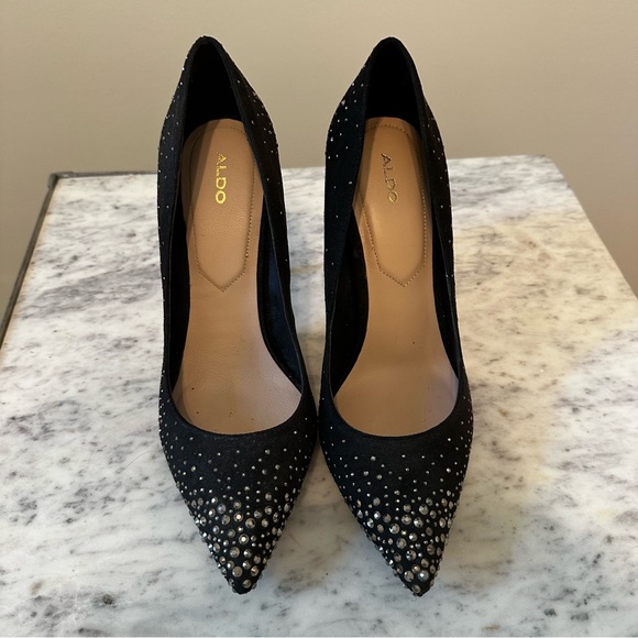 Aldo Suede Pointy Toe Sparkly Bedazzled High Heel Pump - Picture 7 of 7